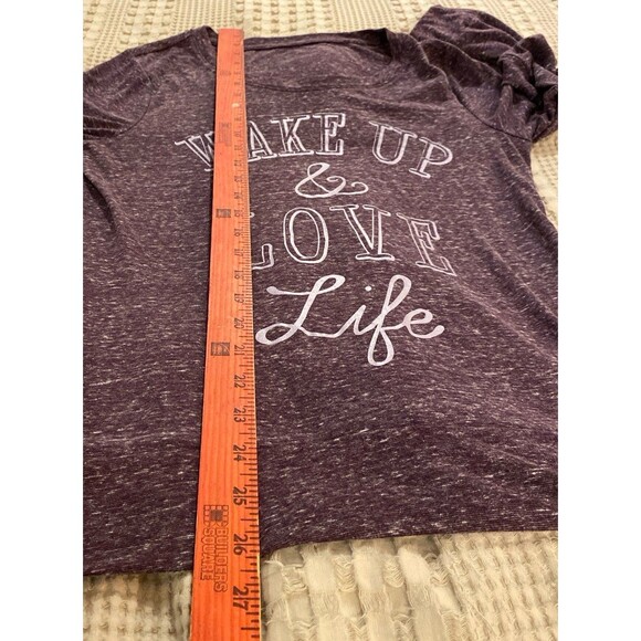 Style & Co Sport Women’s T Shirt Size Small Purple “Wake Up & Love Life” - Picture 11 of 12